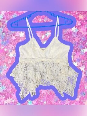 Vintage Y2K 2000s pac sun boho fairy cropped top S free people tank lace